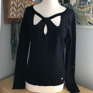 Camomilla Italia Mayra Sweater Women's size S Black Sequined Keyhole NWT's